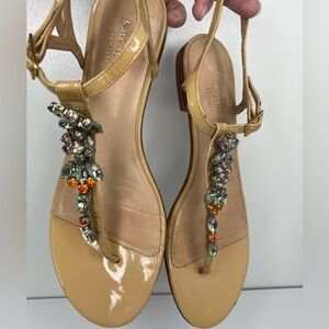 Kate Spade Tan Jeweled Embellished Sandals
